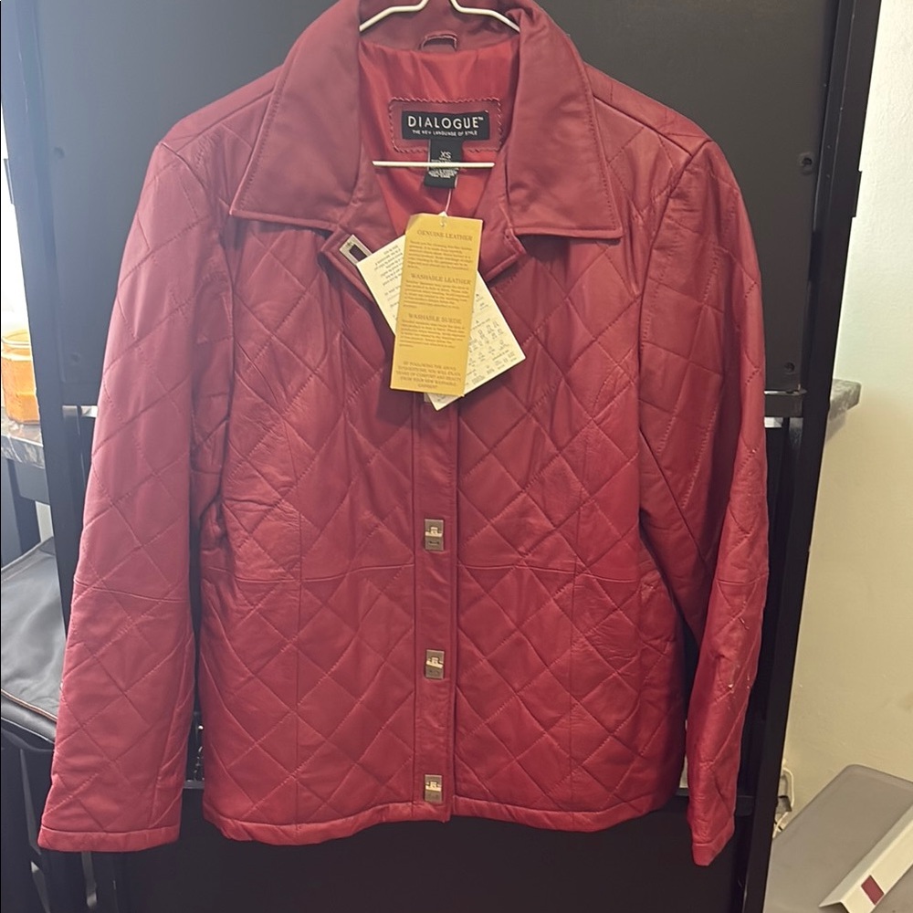 Dialogue Red Puffer Jacket with Quilted Design